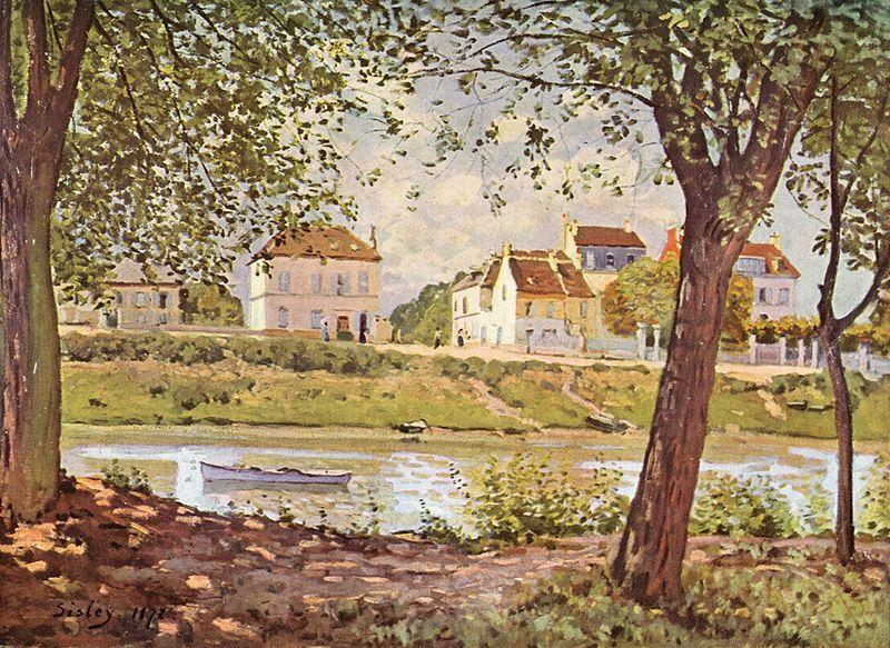 Alfred Sisley Dorf am Ufer der Seine oil painting image
